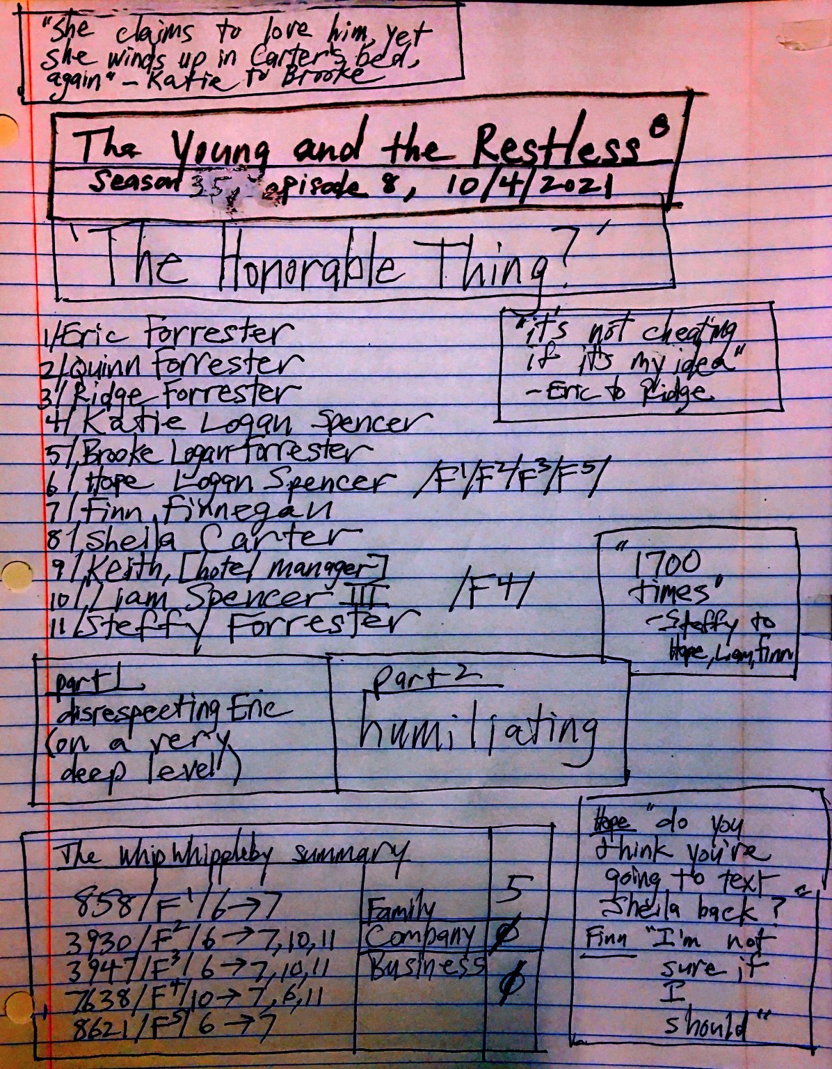 'The Honorable Thing?' - #bb, notes, 10/4/2021